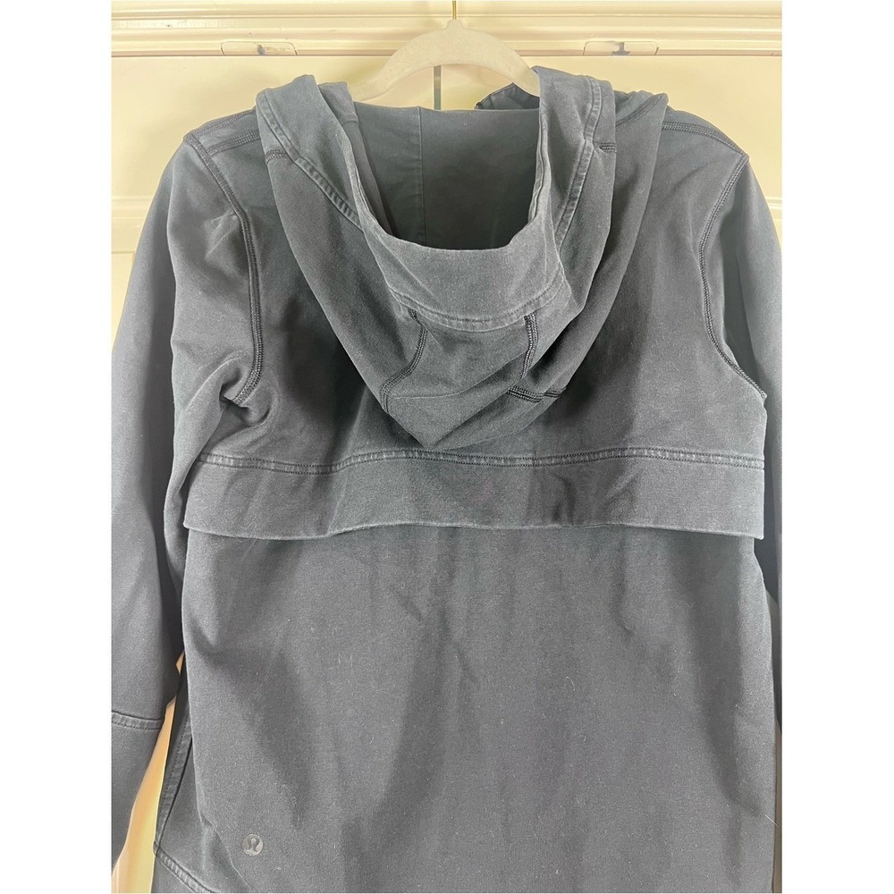 Lululemon Full Zip Hooded Jacket Black Gray Vented Back Fleece Hoodie Size 4 - Picture 6 of 8